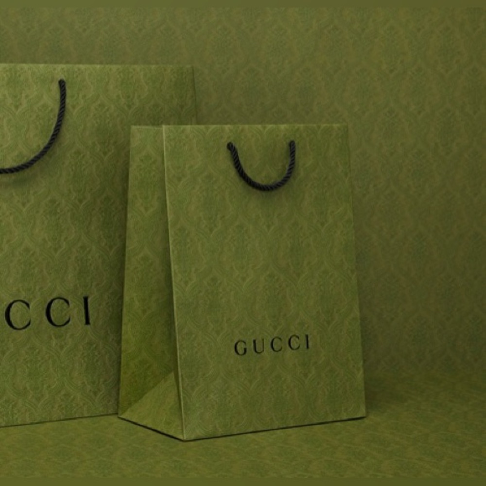 Green Embossed Gucci Shopping Bag